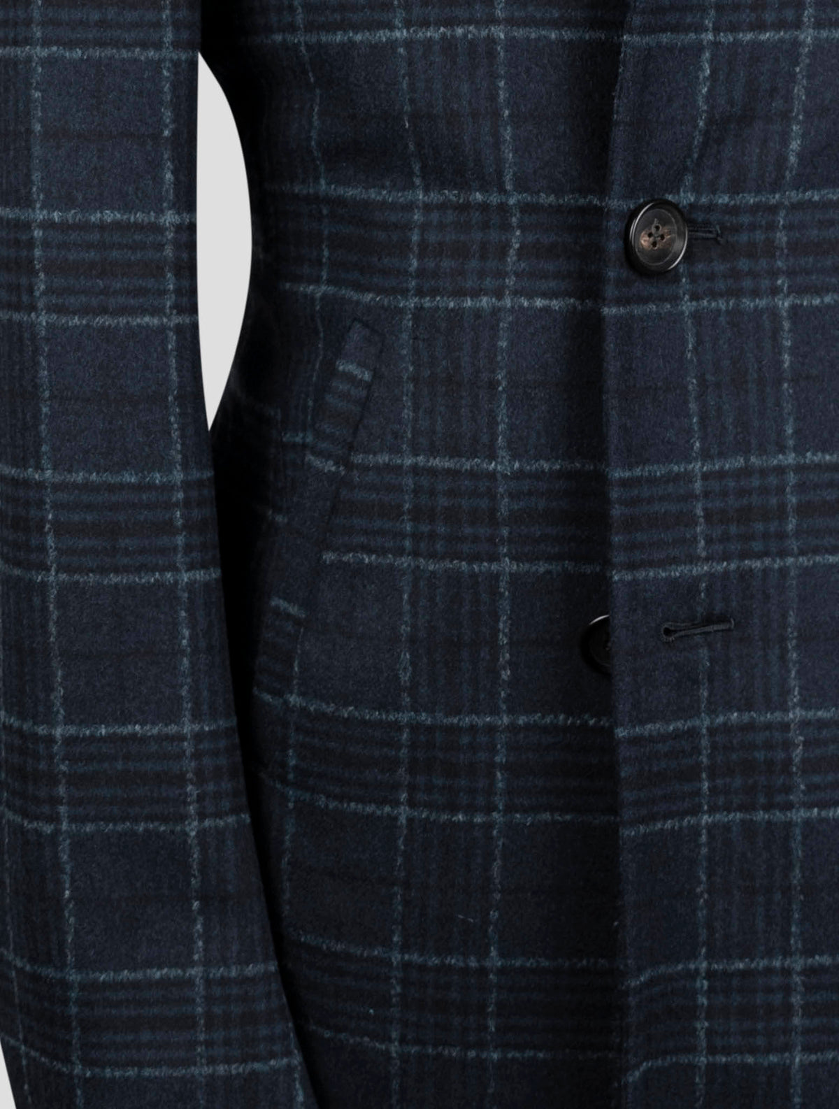Isaia Blue Wool Cashmere Lama Pa Overcoat