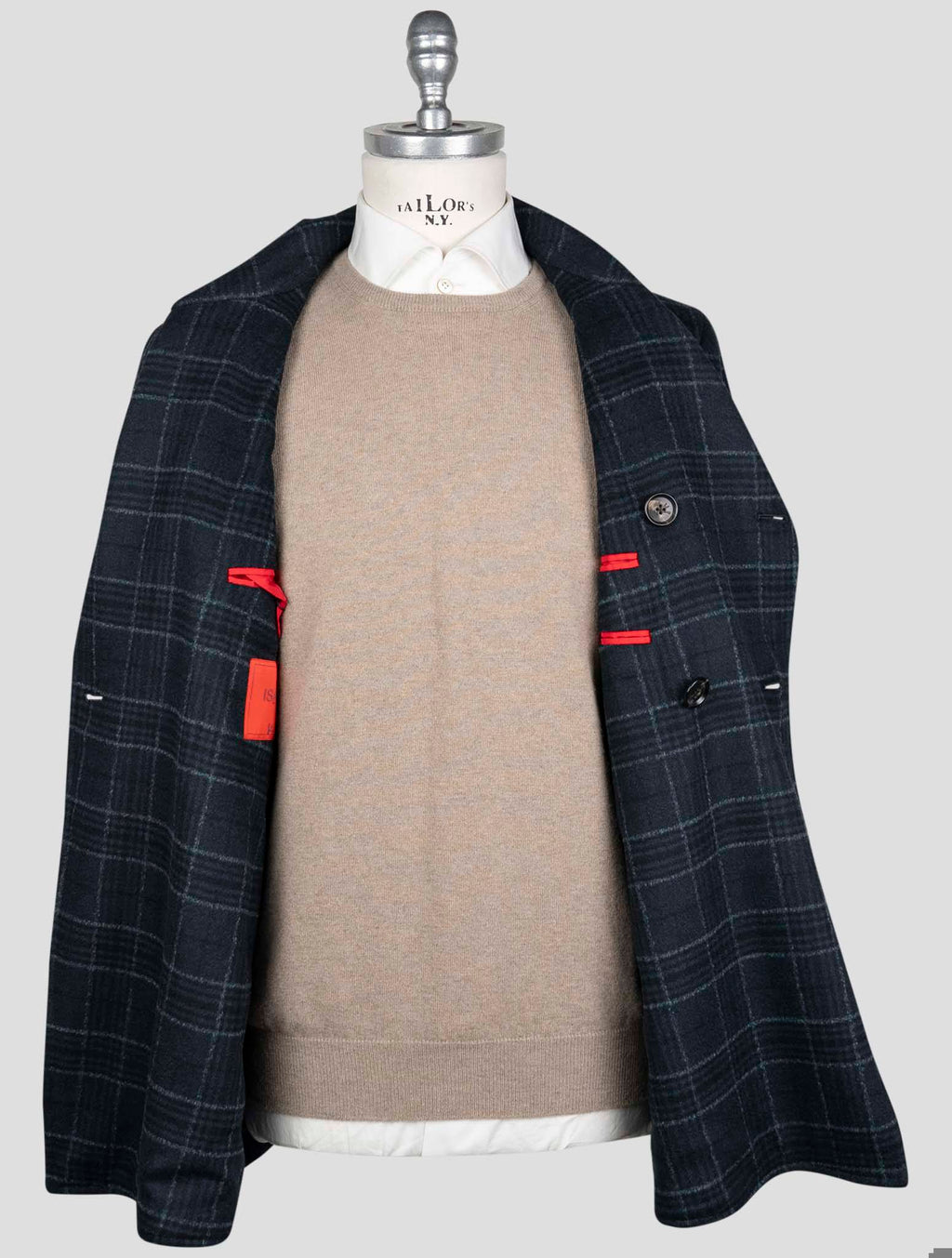 Isaia Blue Wool Cashmere Lama Pa Overcoat