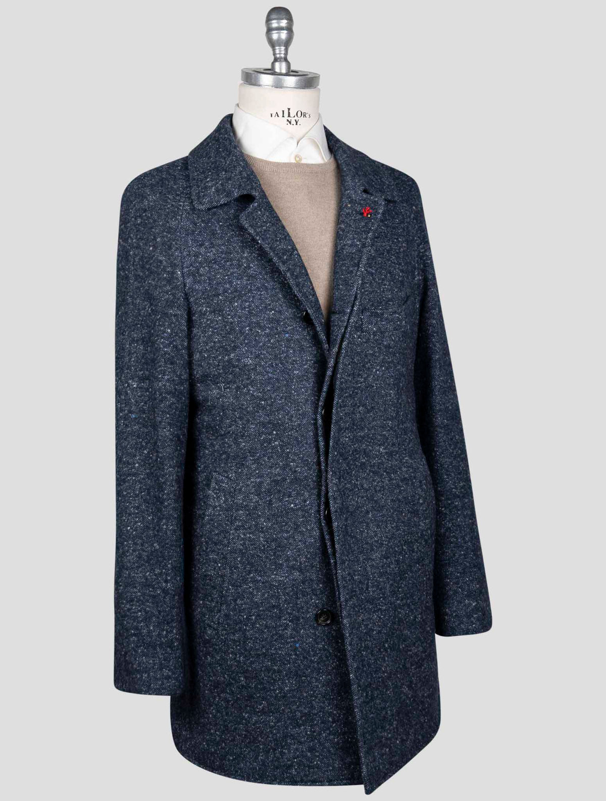 Isaia Isaia Blue Wool Cashmere Silk Cotton Overcoat Blue 001