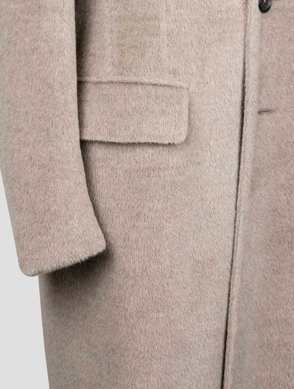 Isaia Beige Alpaca Wool Overcoat