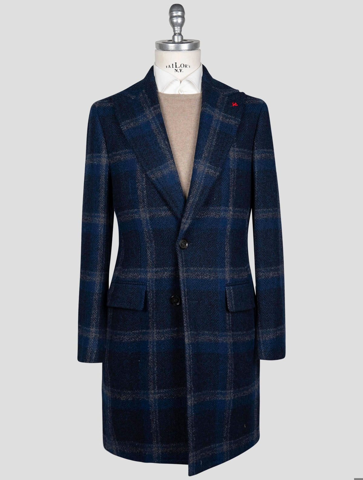 Isaia Blue Wool Pa Overcoat
