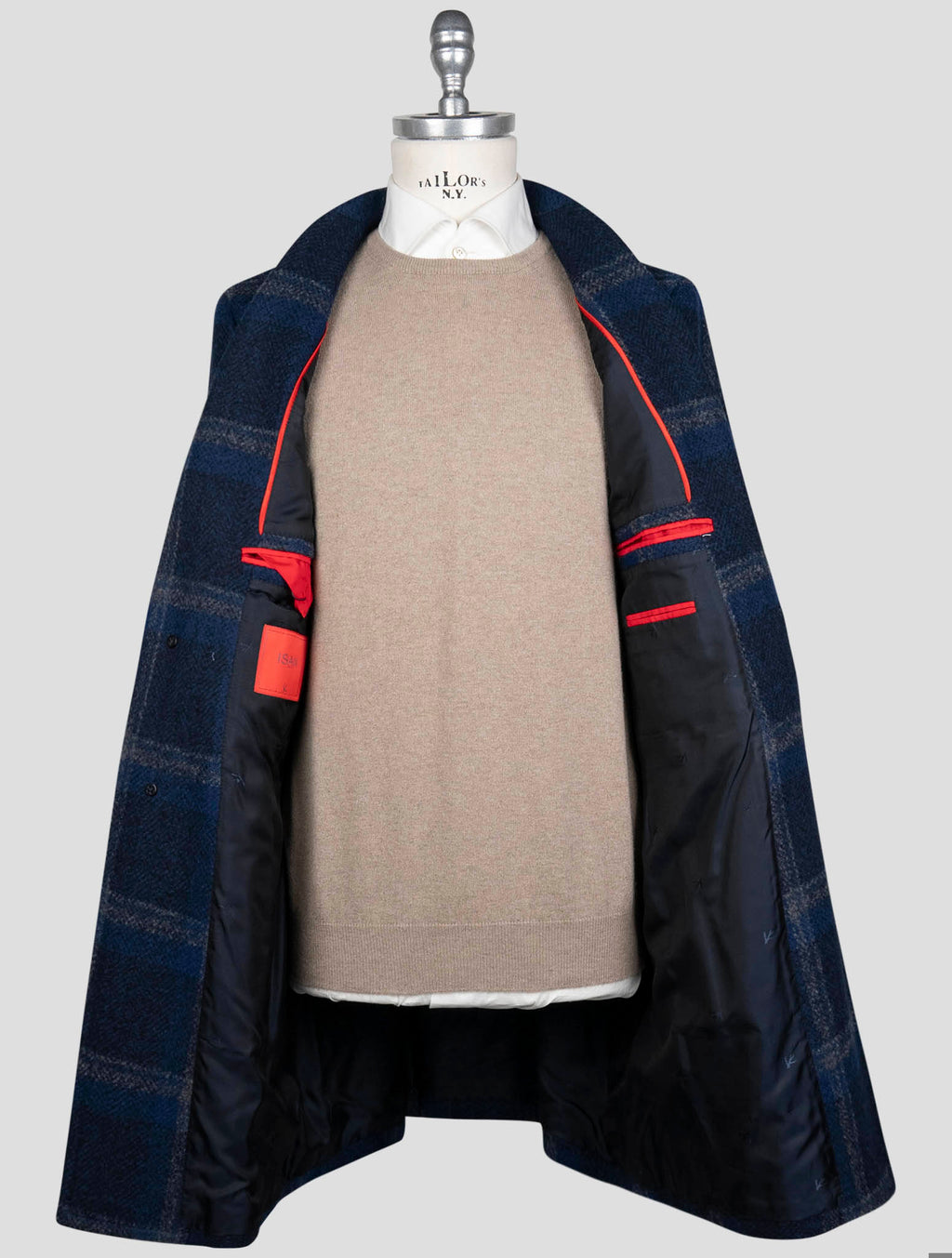 Isaia Blue Wool Pa Overcoat