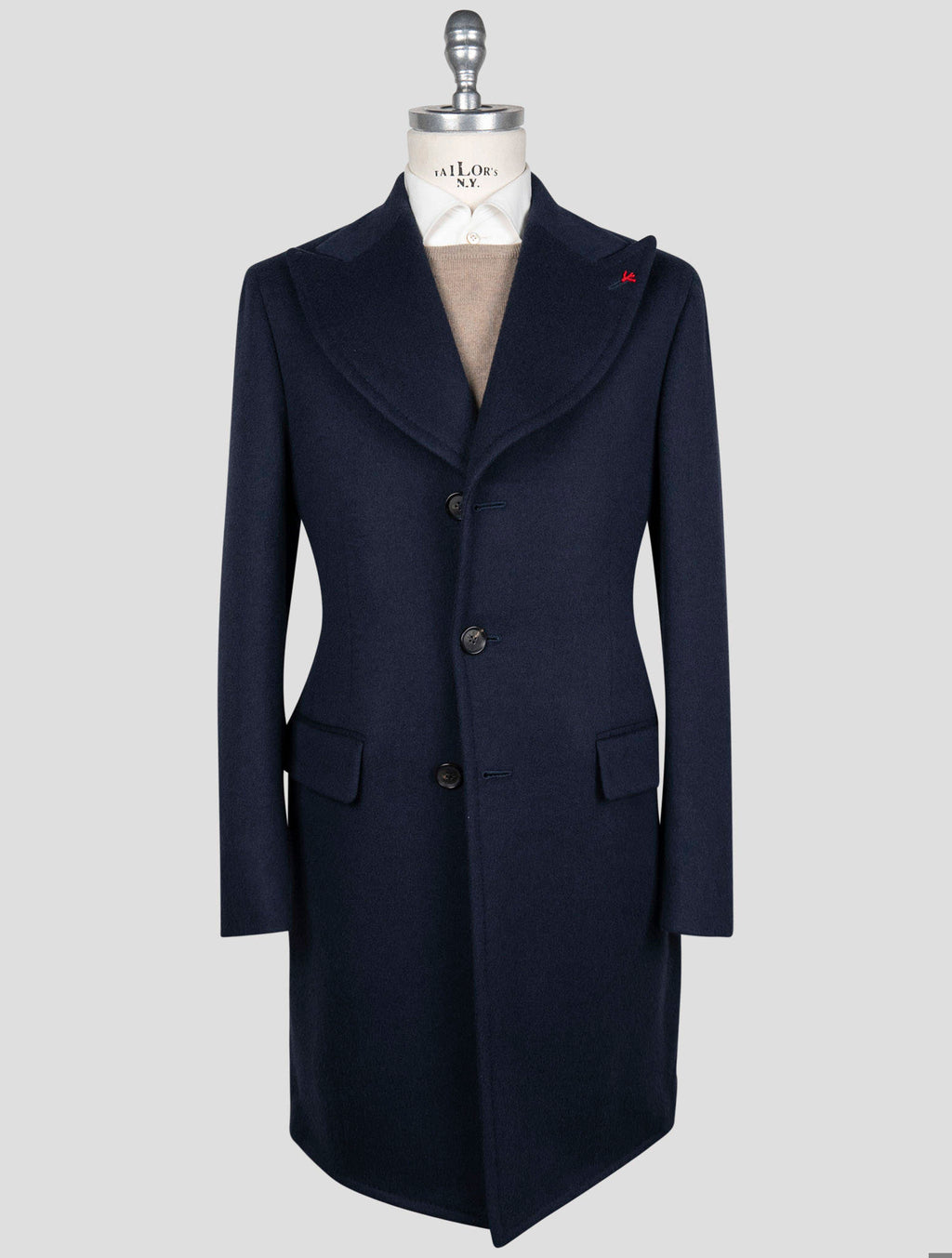 Isaia Blue Wool Cashmere Overcoat