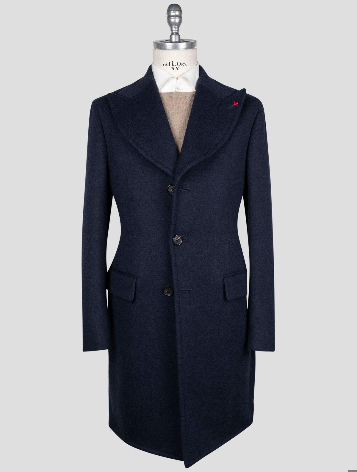 Isaia Blue Wool Cashmere Overcoat