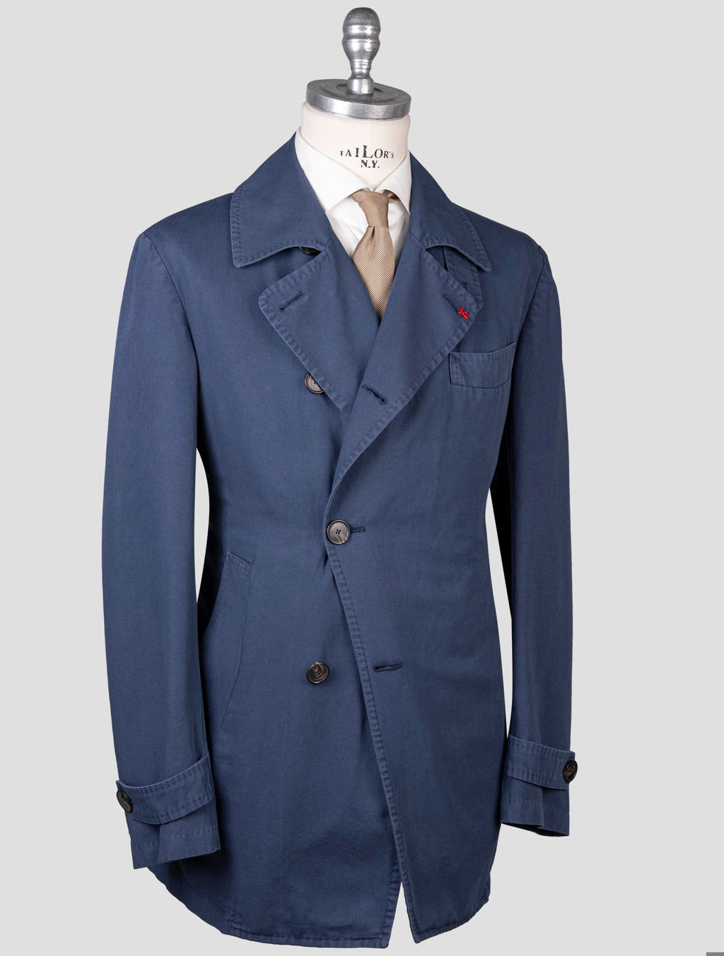 Isaia Isaia Blue Cotton Coat Blue 001