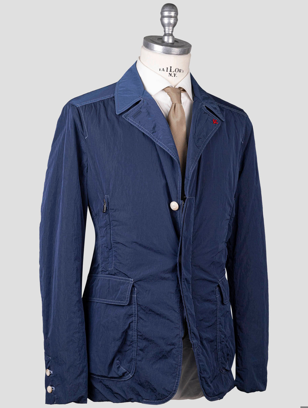 Isaia Isaia Blue Polyamide Coat Blue 001