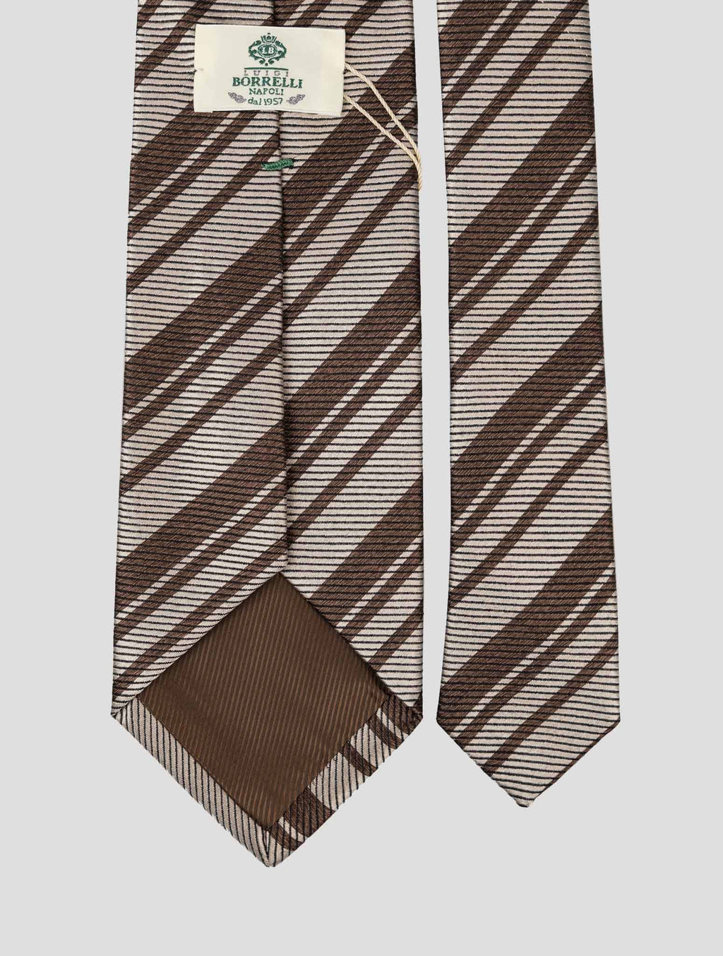 Luigi Borrelli Brown Silk Virgin Wool Tie