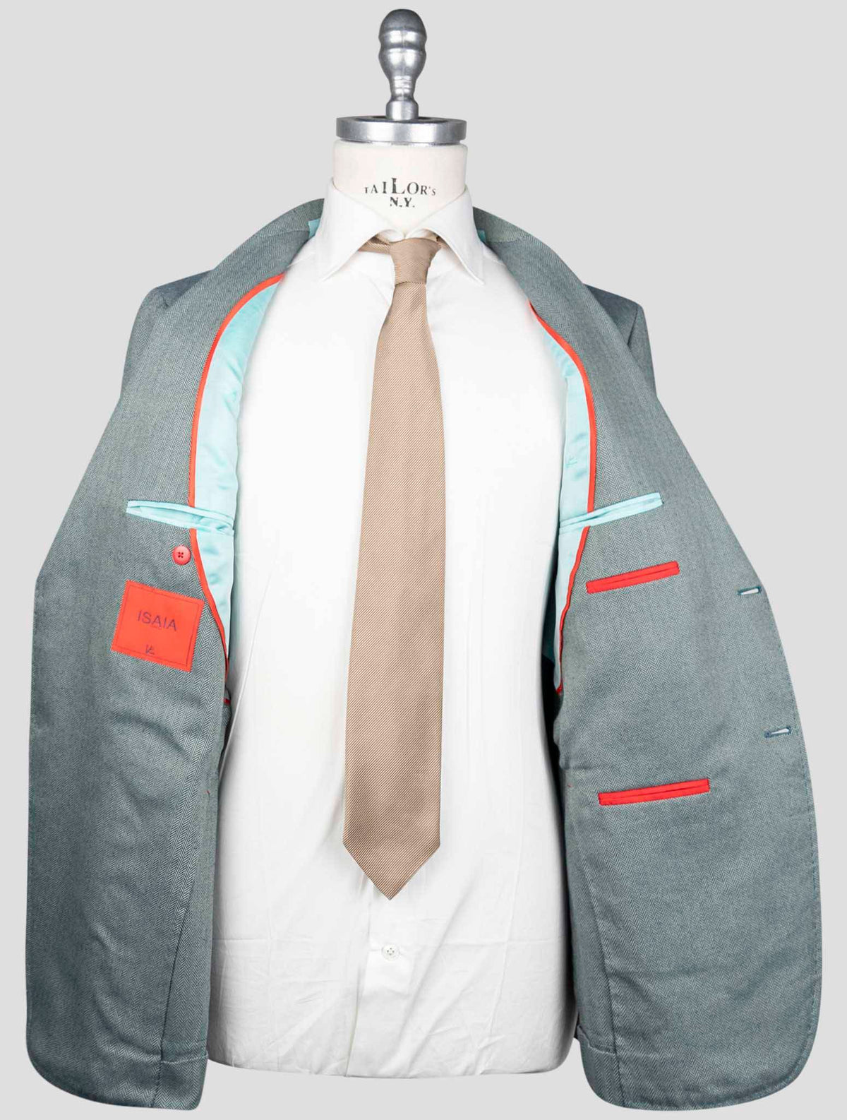 Isaia Green Cotton Blazer