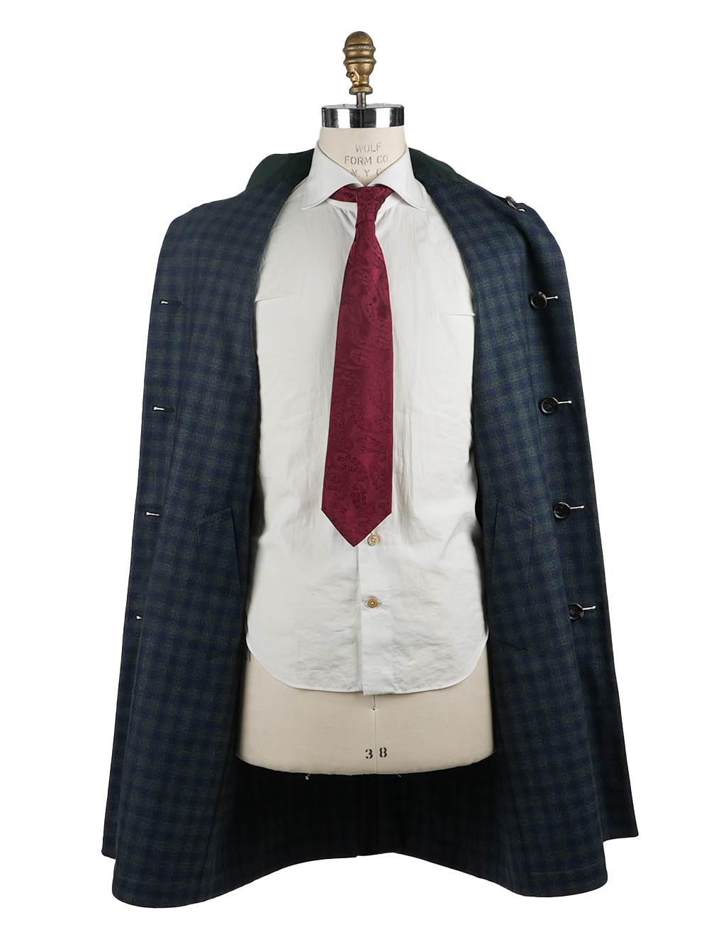 Cesare Attolini Blue Green Cotton Overcoat Reverse