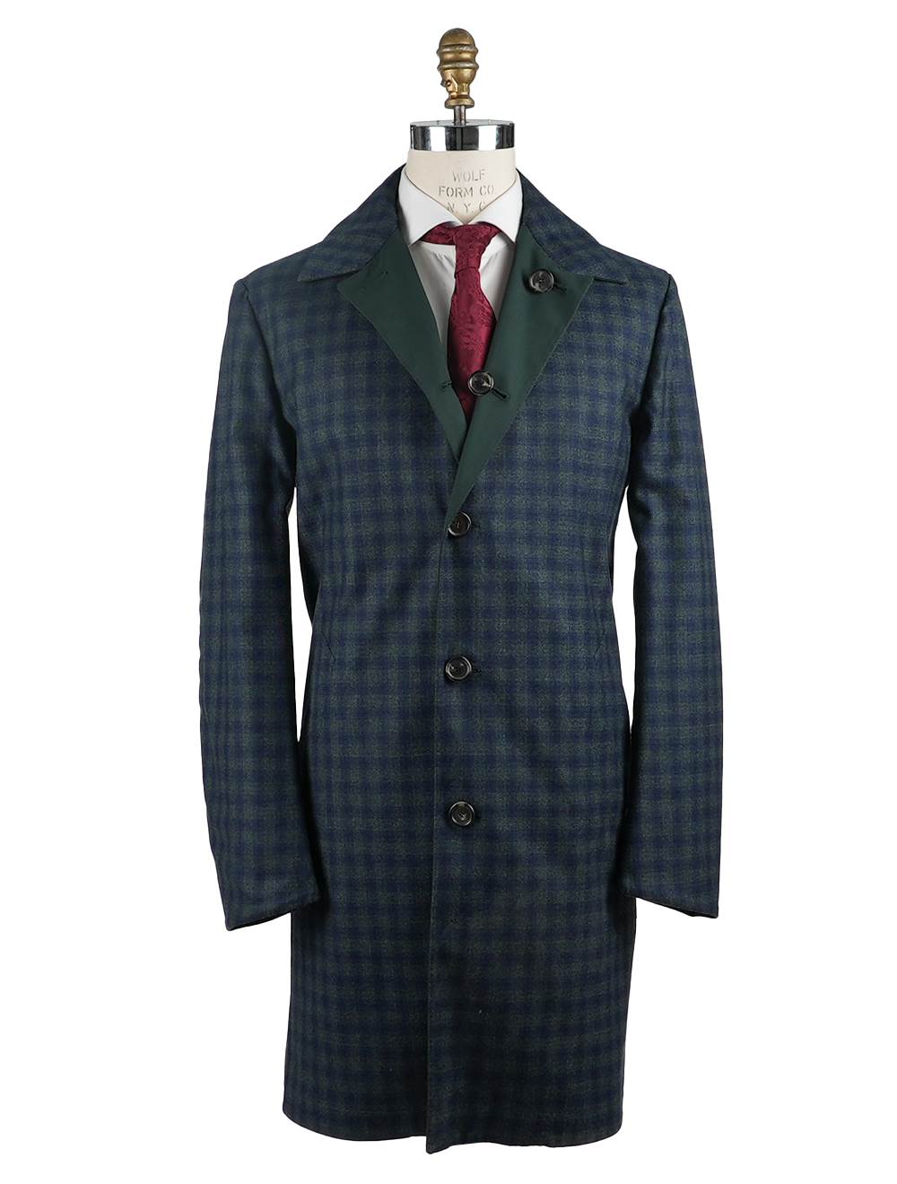 Cesare Attolini Blue Green Cotton Overcoat Reverse