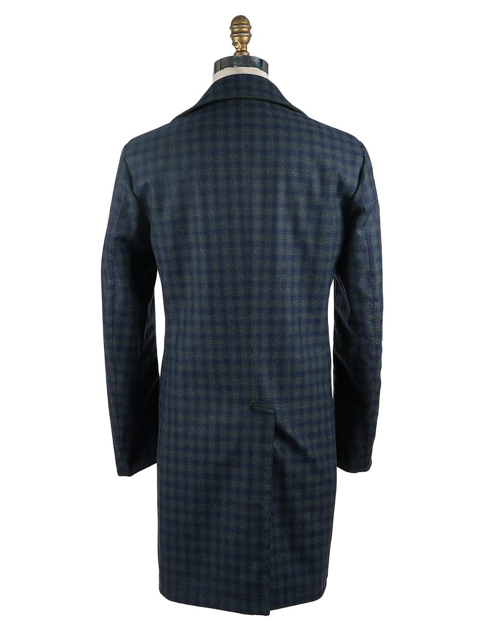 Cesare Attolini Blue Green Cotton Overcoat Reverse