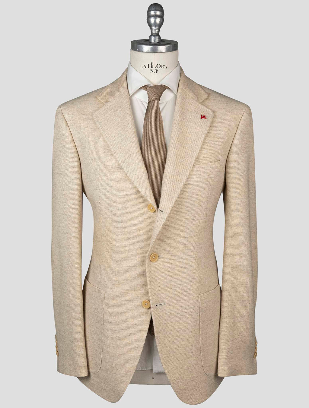 Isaia Beige Wool Silk Blazer