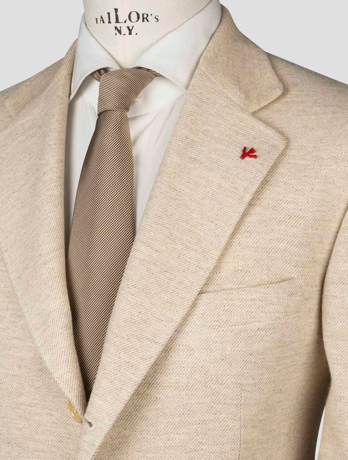 Isaia Beige Wool Silk Blazer