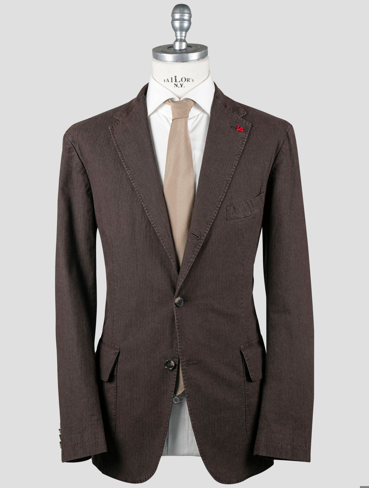 Isaia Brown Cotton Wool Ea Blazer