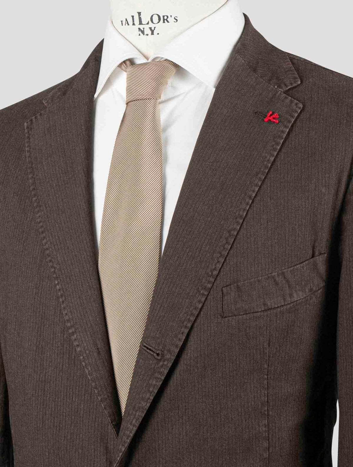 Isaia Brown Cotton Wool Ea Blazer