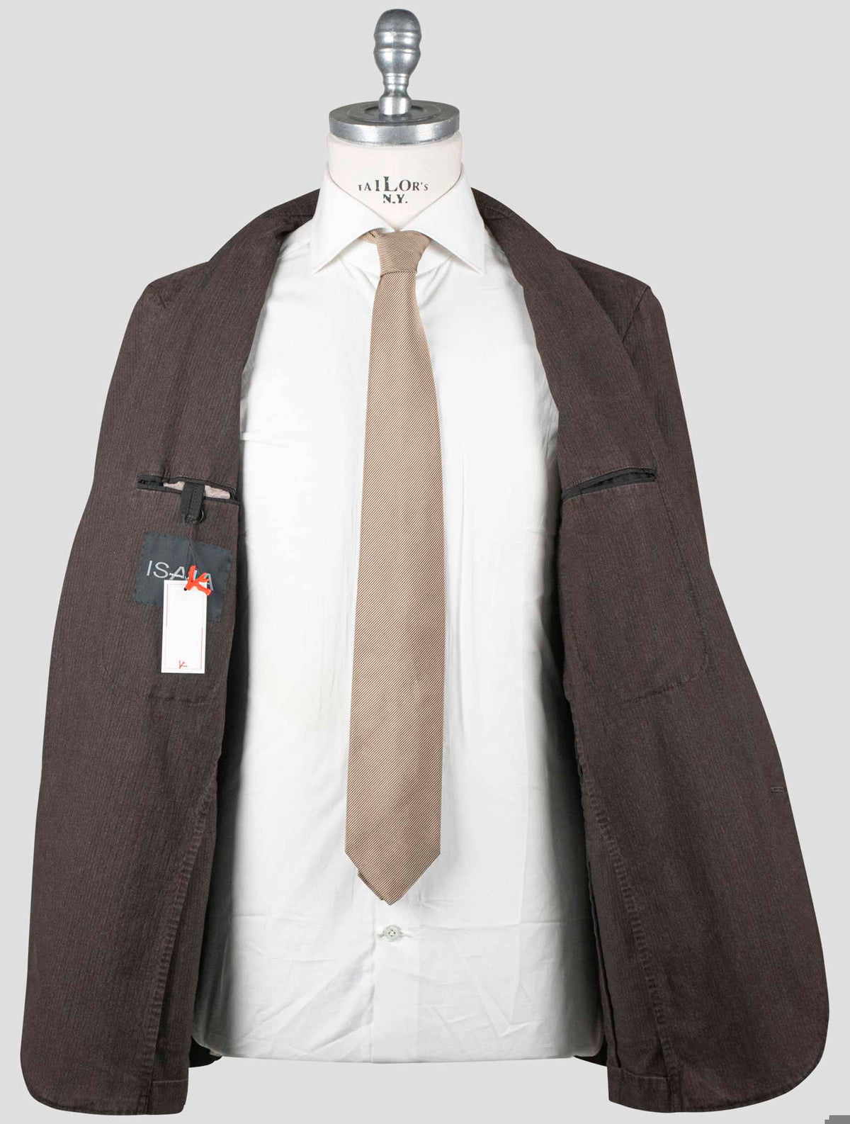 Isaia Brown Cotton Wool Ea Blazer