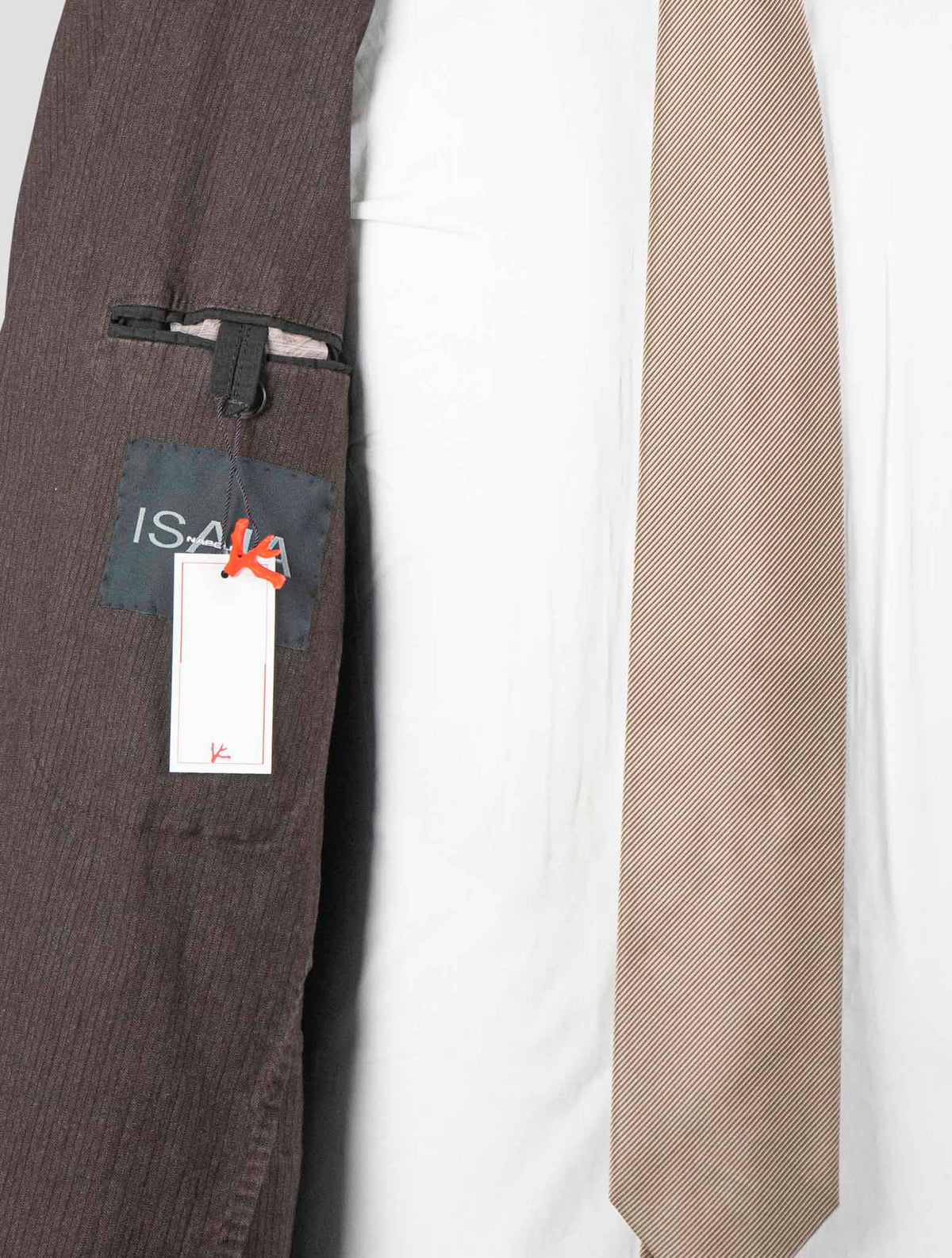 Isaia Brown Cotton Wool Ea Blazer