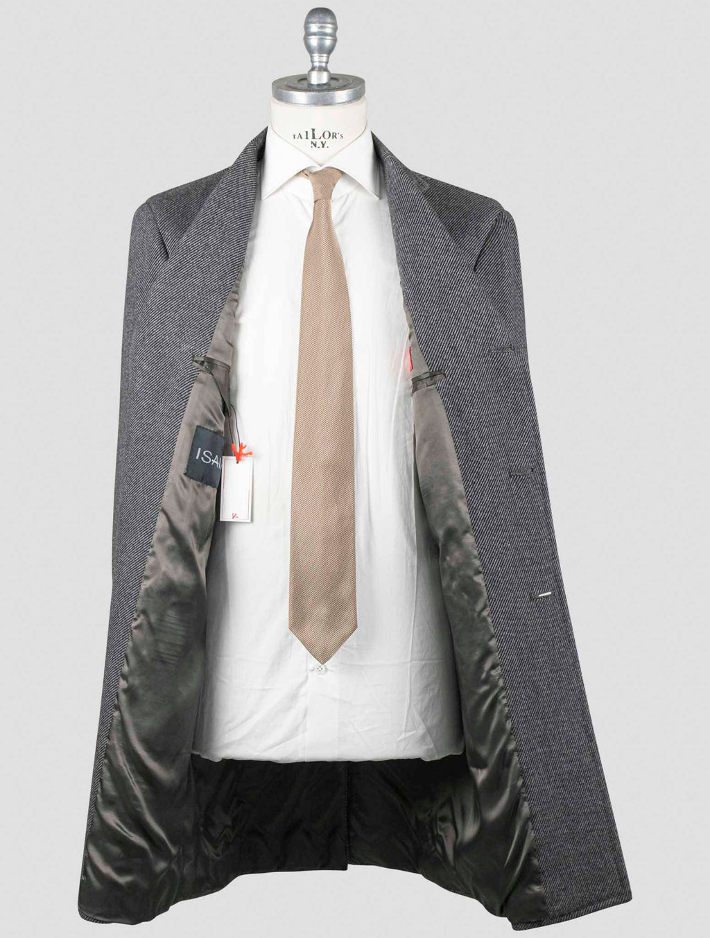 Isaia Gray Virgin Wool Overcoat