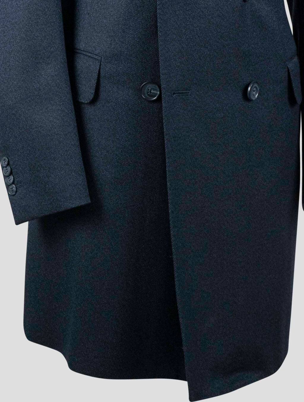 Isaia Blue Wool Cashmere Overcoat
