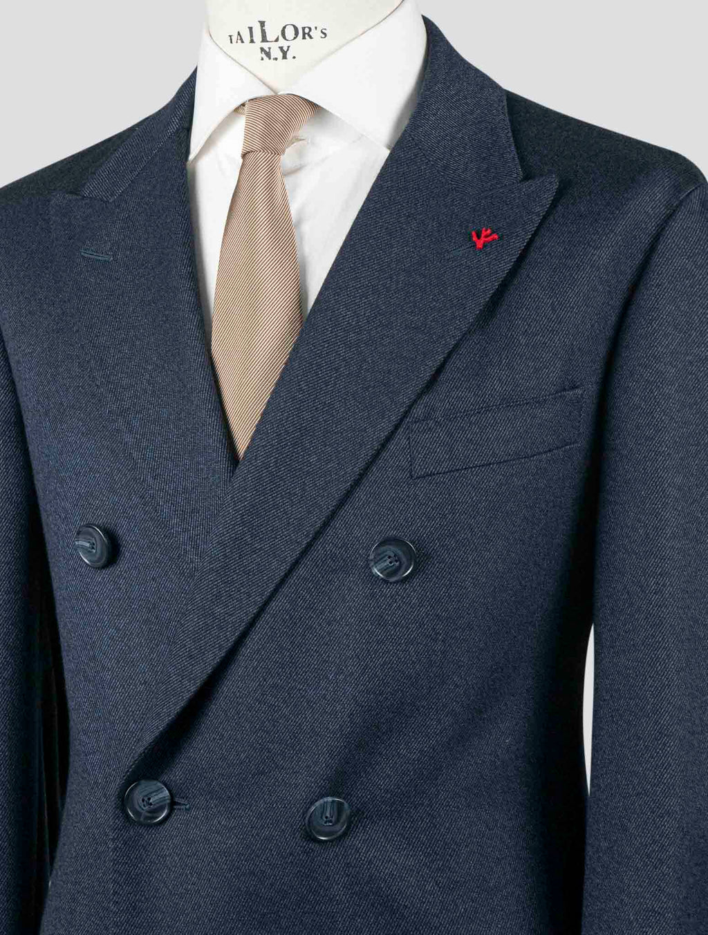 Isaia Blue Wool Cashmere Overcoat