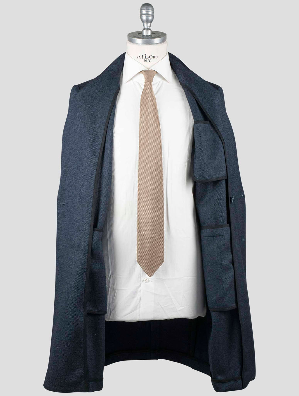 Isaia Blue Wool Cashmere Overcoat