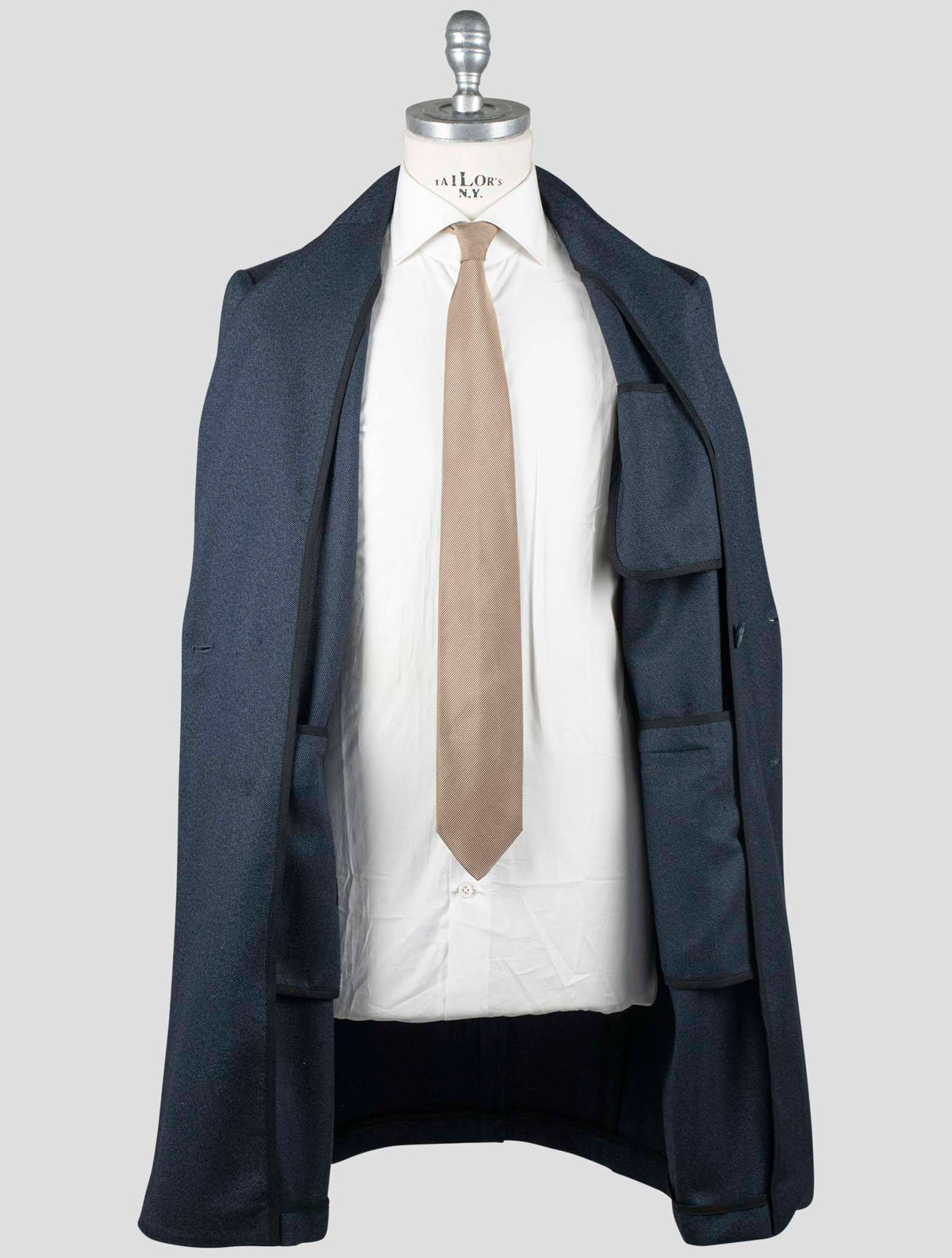 Isaia Blue Wool Cashmere Overcoat