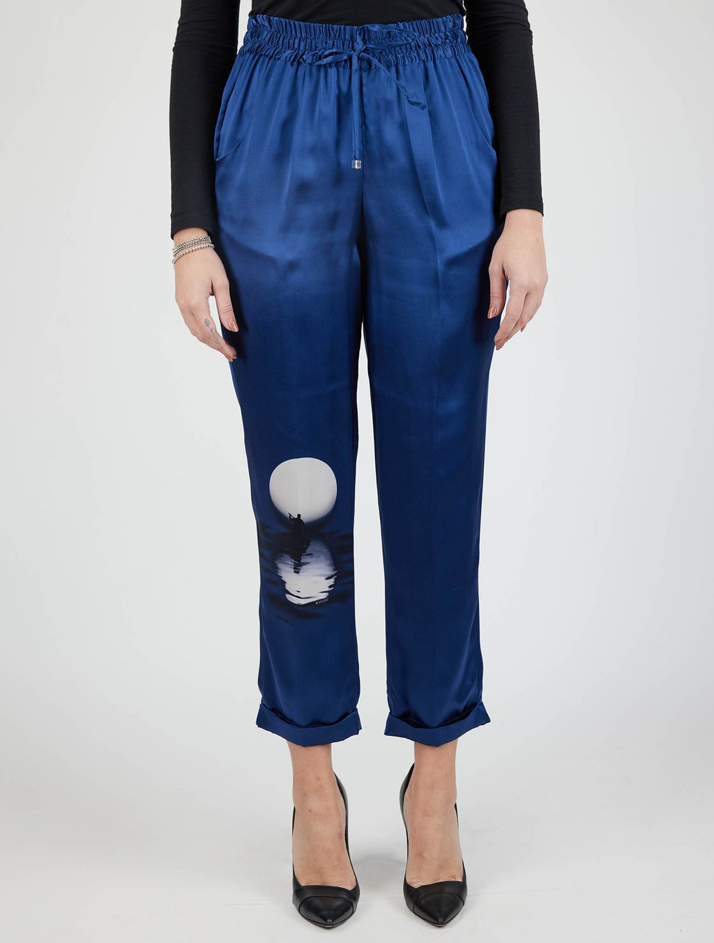 Kiton Blue Silk Pants