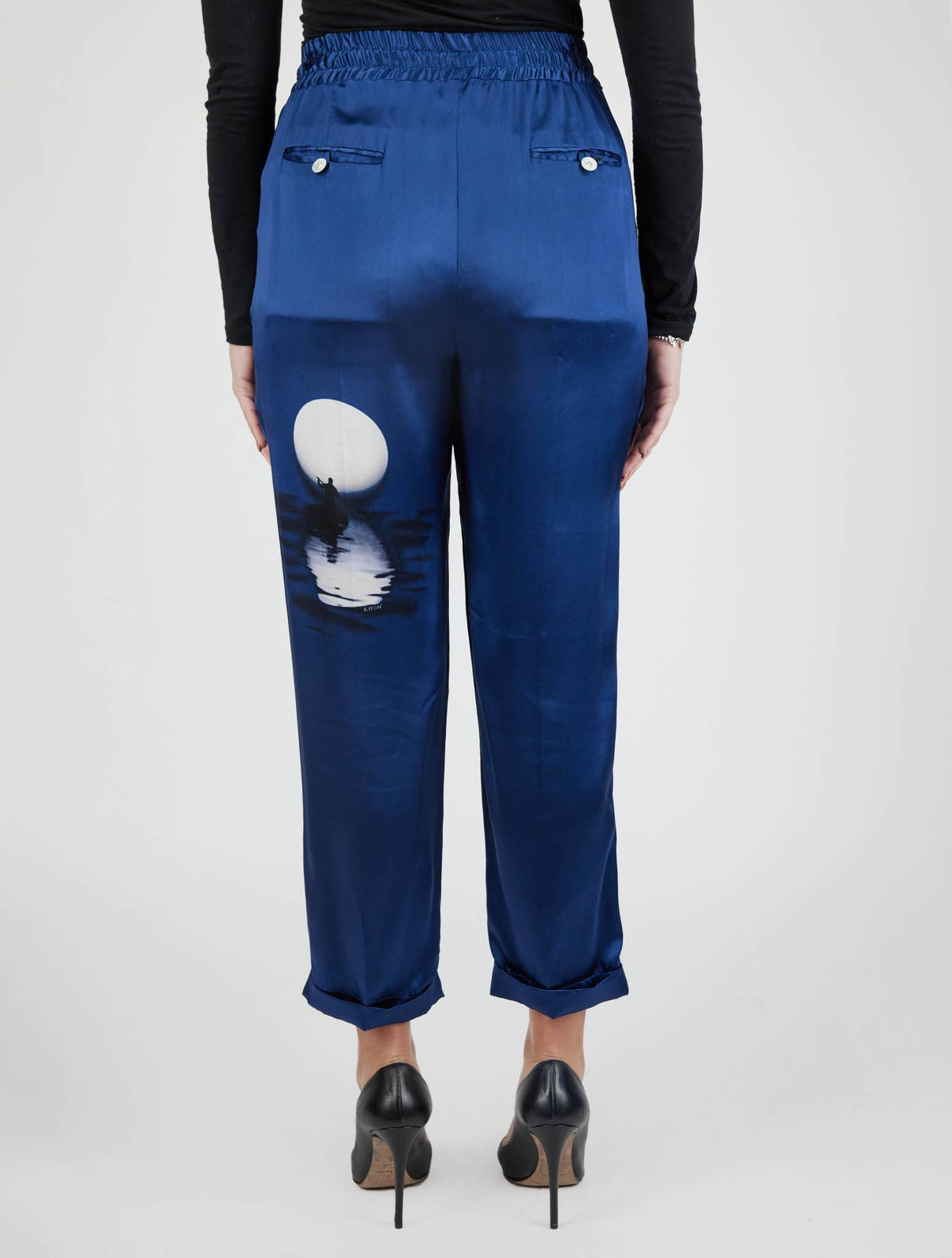 Kiton Blue Silk Pants