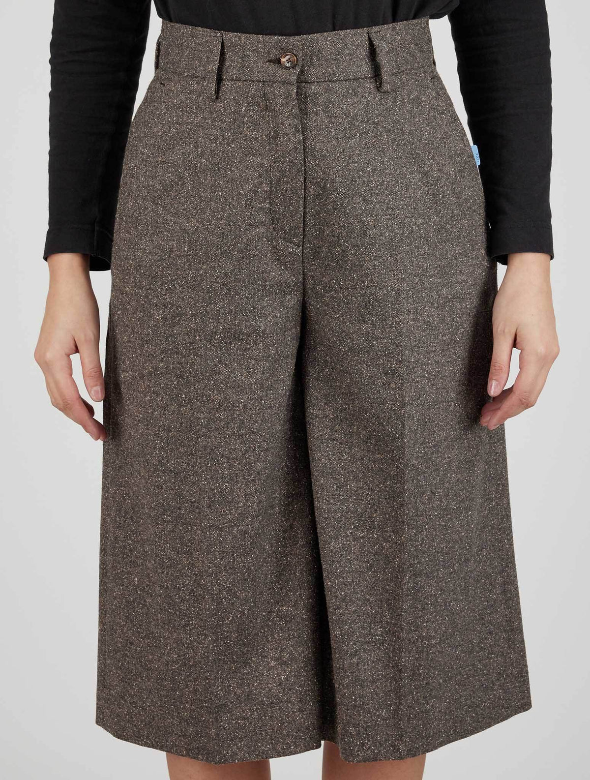 Kiton Brown Virgin Wool Silk Ea Skirt