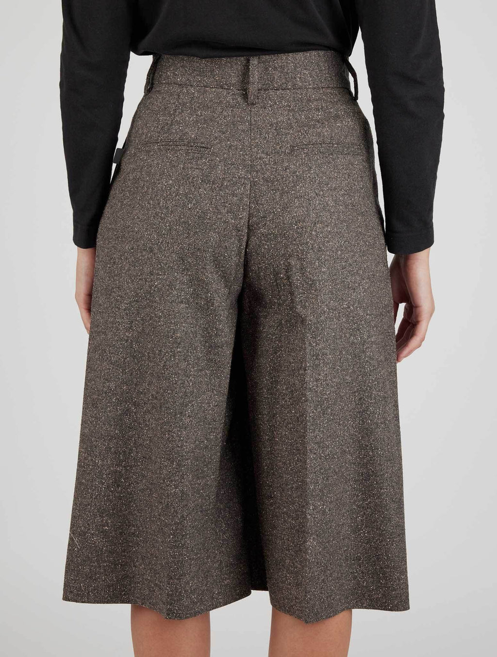 Kiton Brown Virgin Wool Silk Ea Skirt