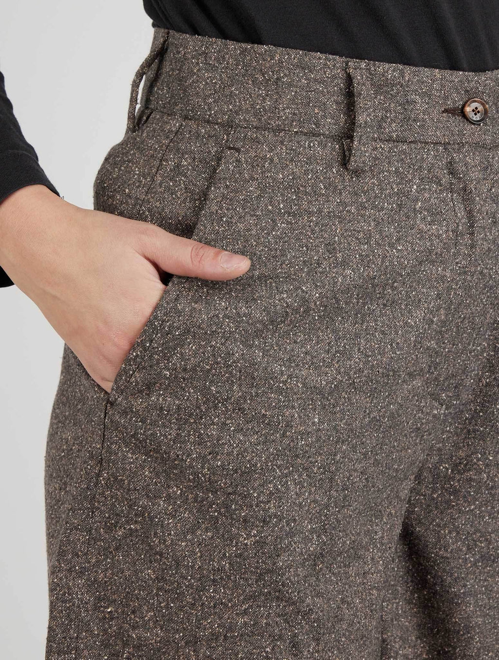 Kiton Brown Virgin Wool Silk Ea Skirt