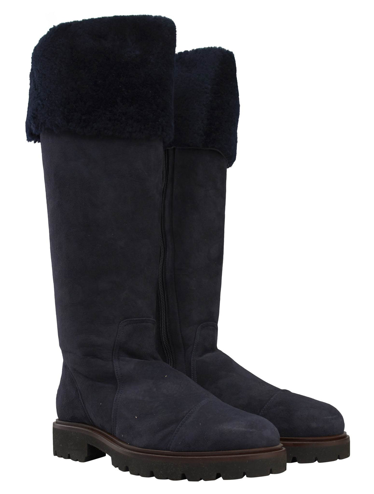 Kiton Blue Leather Suede Boots