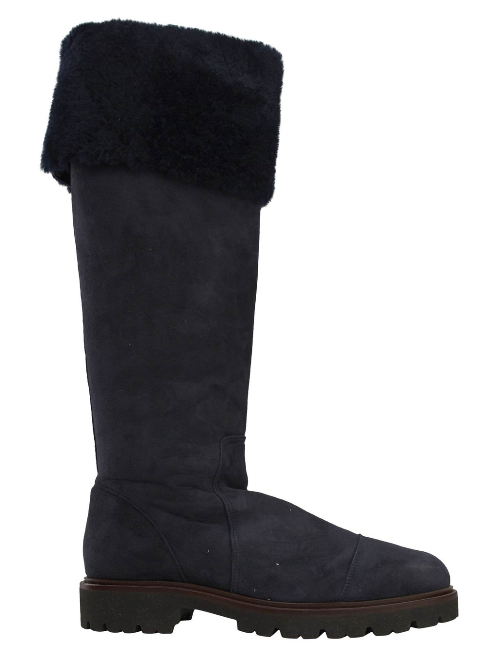 Kiton Blue Leather Suede Boots