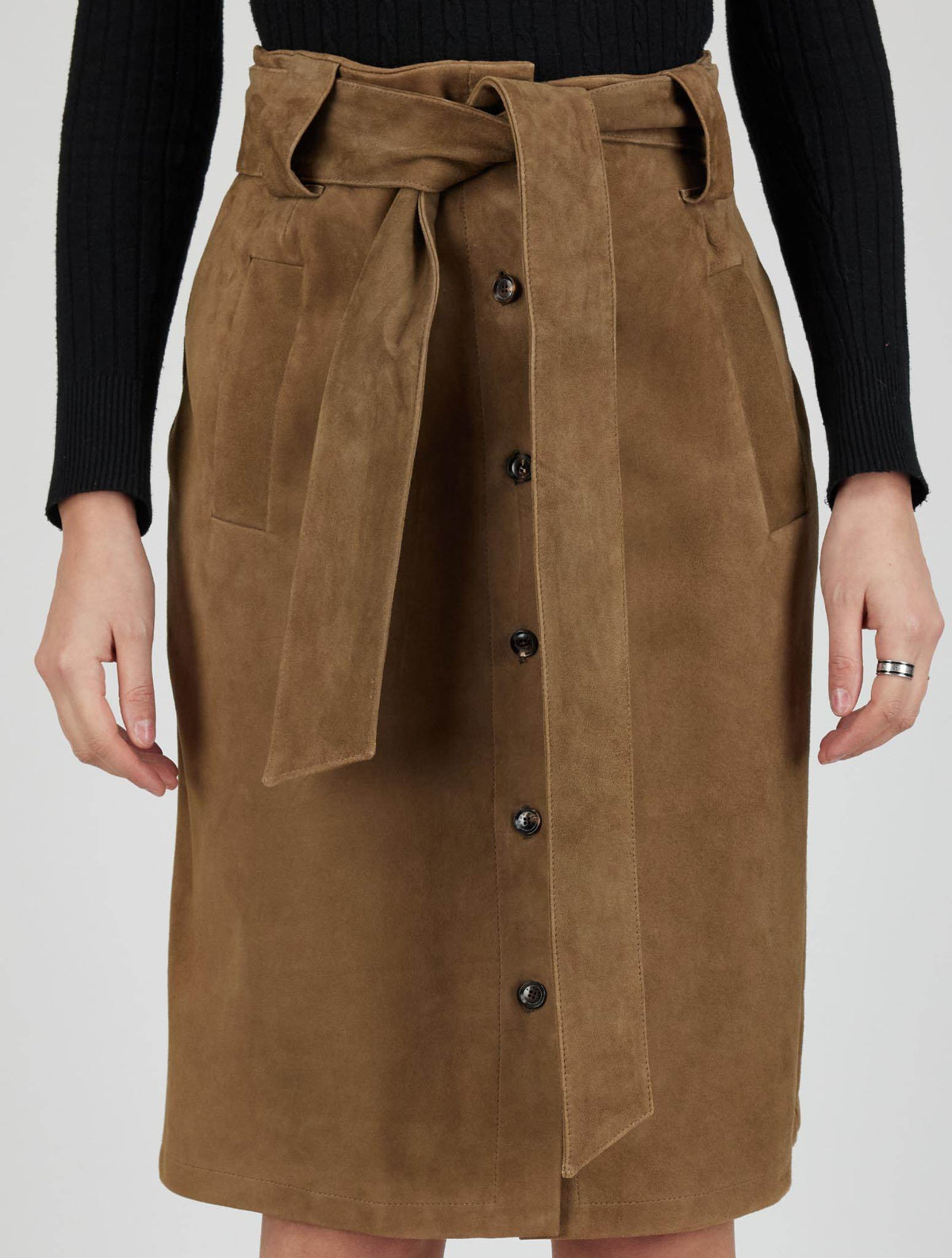 Kiton Kiton Green Leather Suede Skirt Green 000