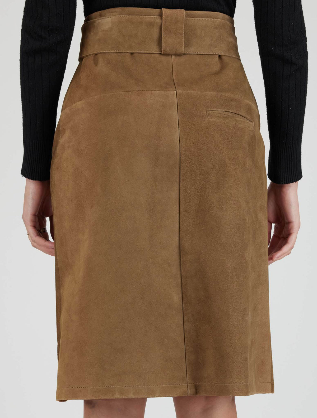 Kiton Green Leather Suede Skirt