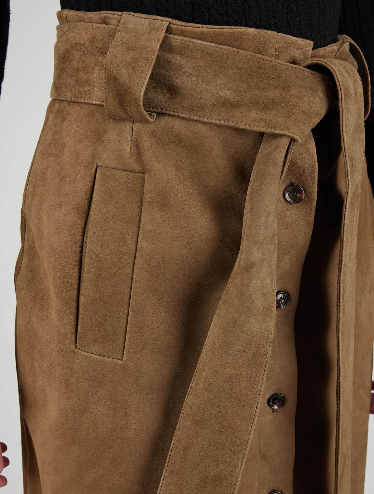 Kiton Green Leather Suede Skirt