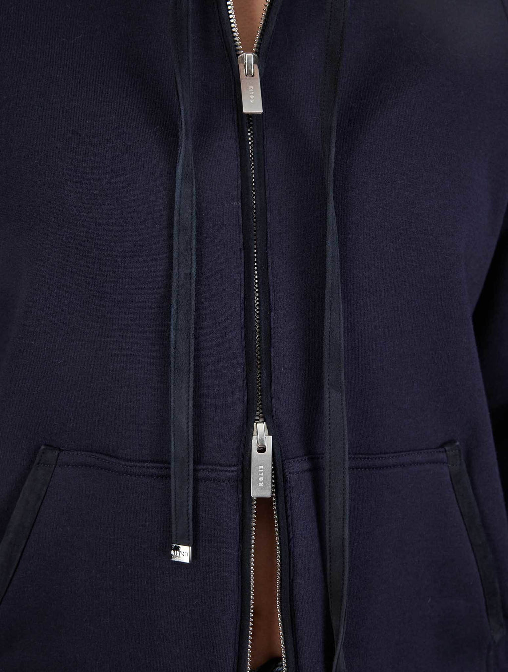 Kiton Blue Cotton Cashmere Sweater Full Zip