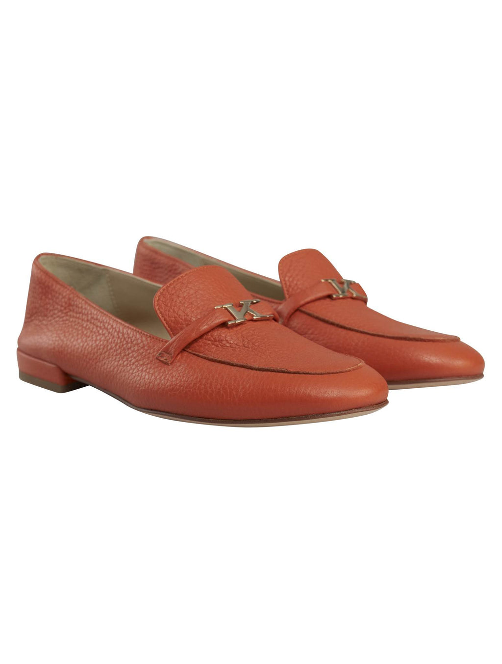 Kiton Orange Leather Loafers