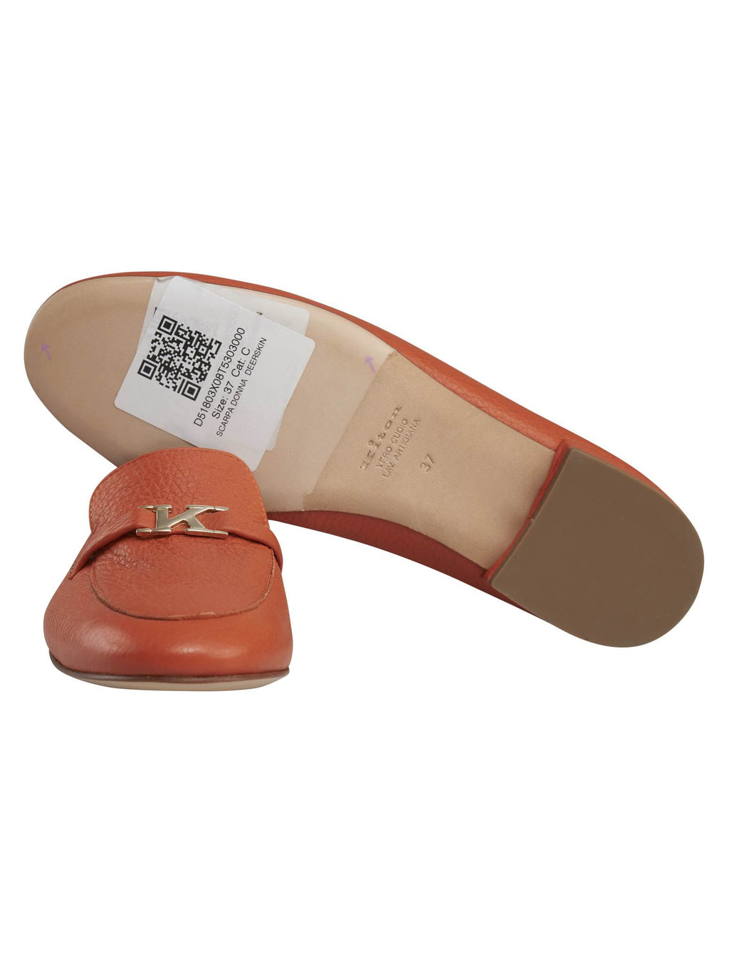 Kiton Orange Leather Loafers