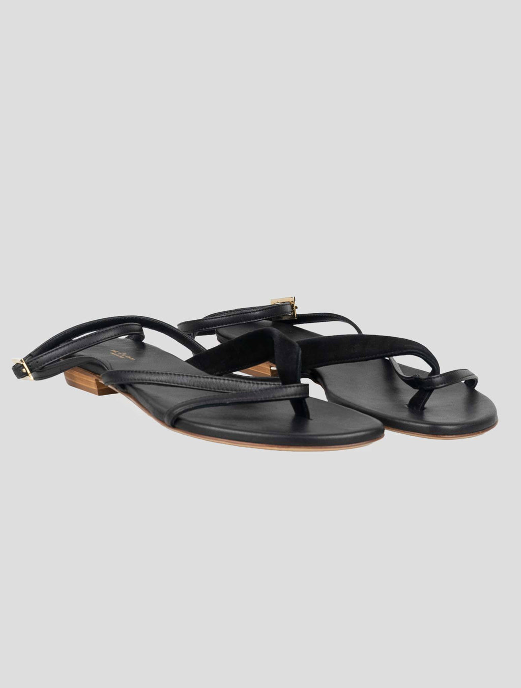 Kiton Black Leather Sandals