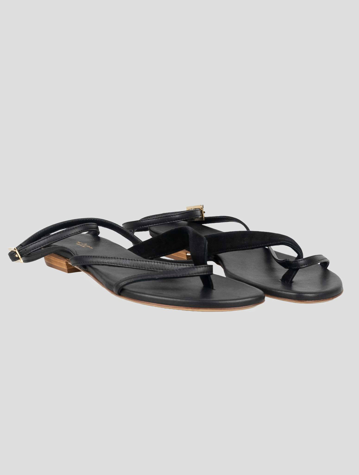 Kiton Black Leather Sandals