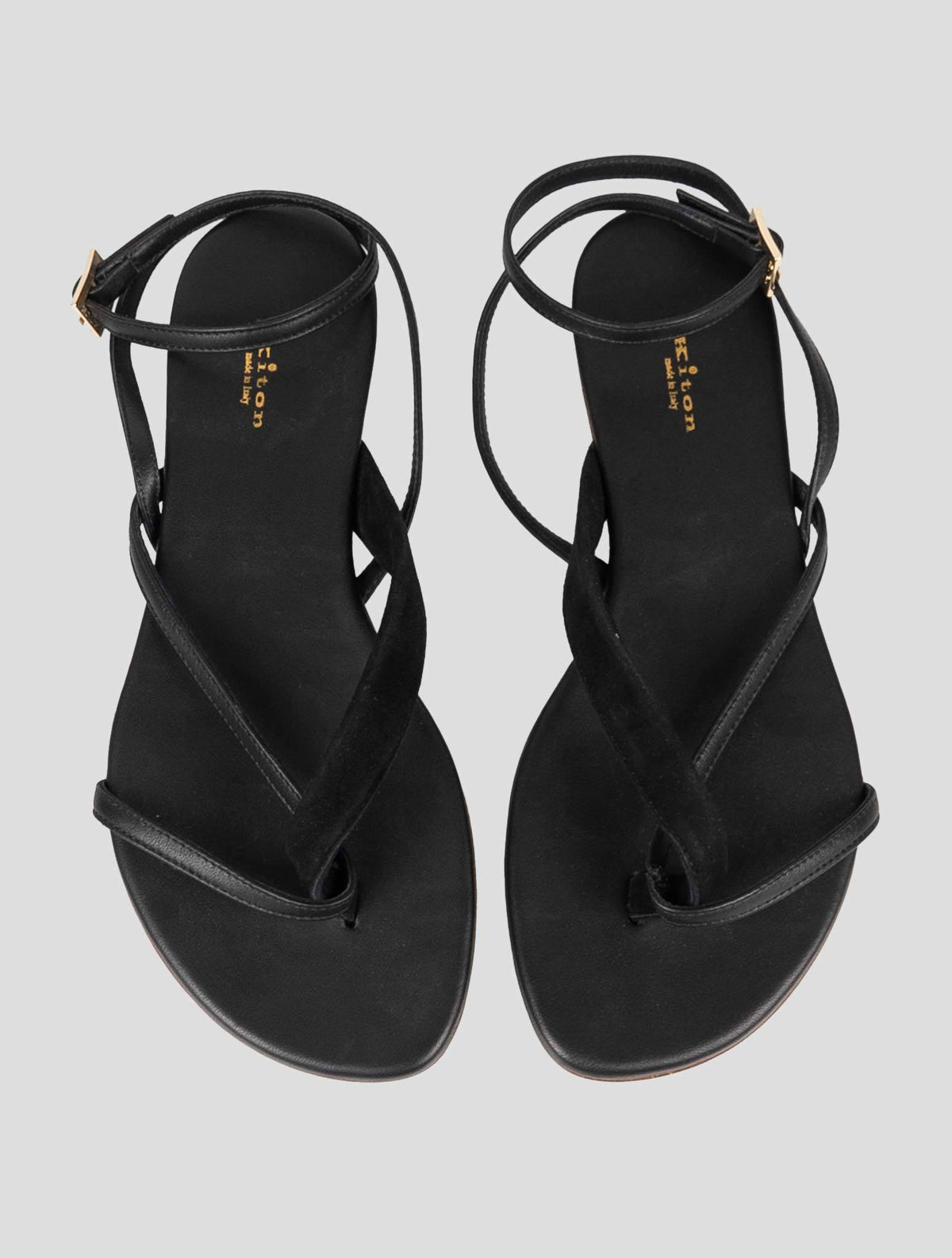Kiton Black Leather Sandals