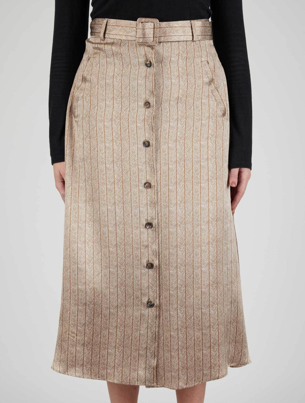 Kiton Brown Silk Skirt