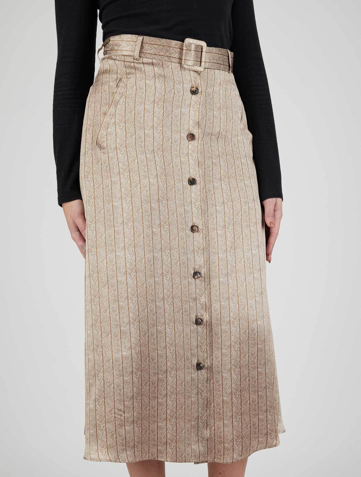 Kiton Kiton Brown Silk Skirt Brown 001