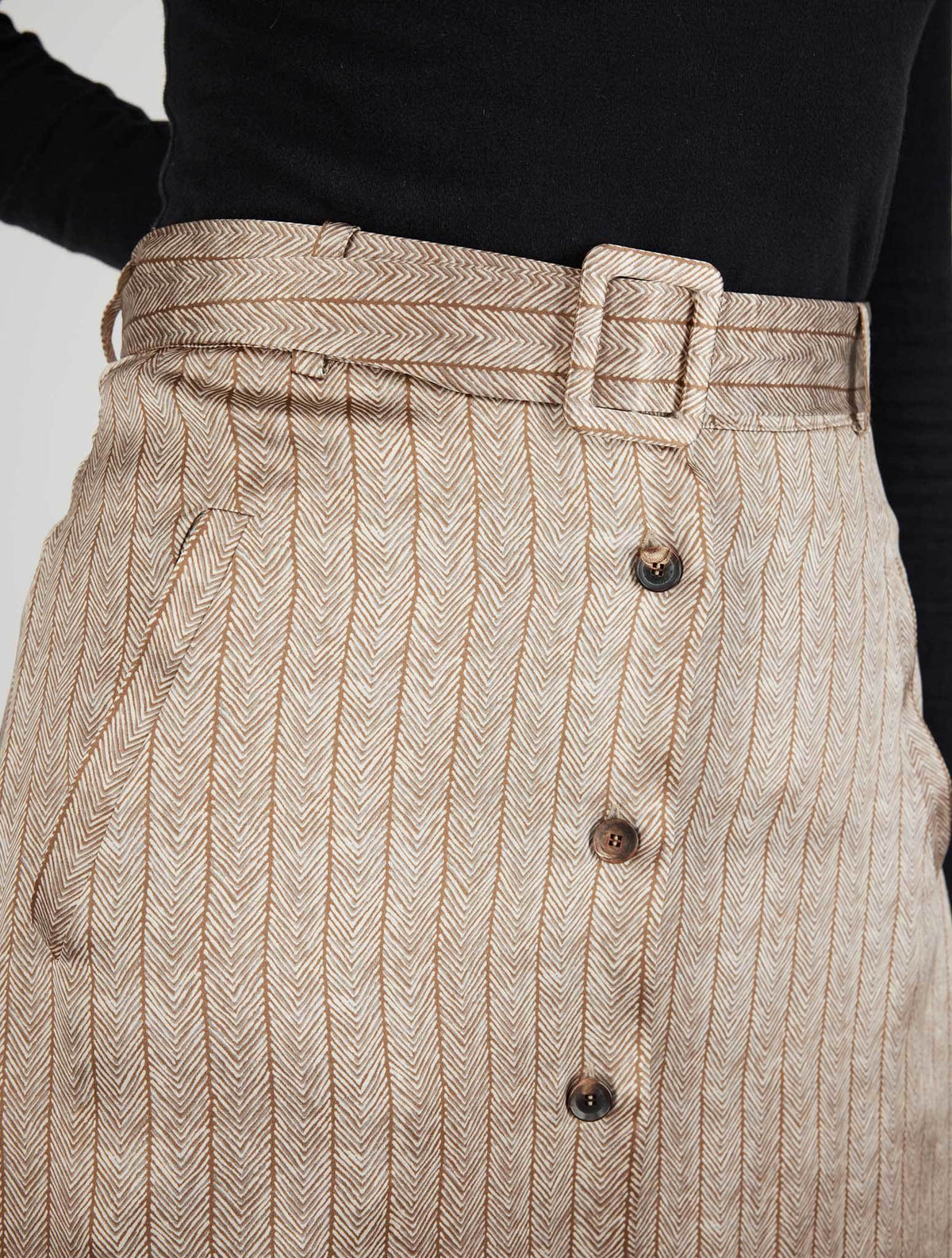 Kiton Brown Silk Skirt