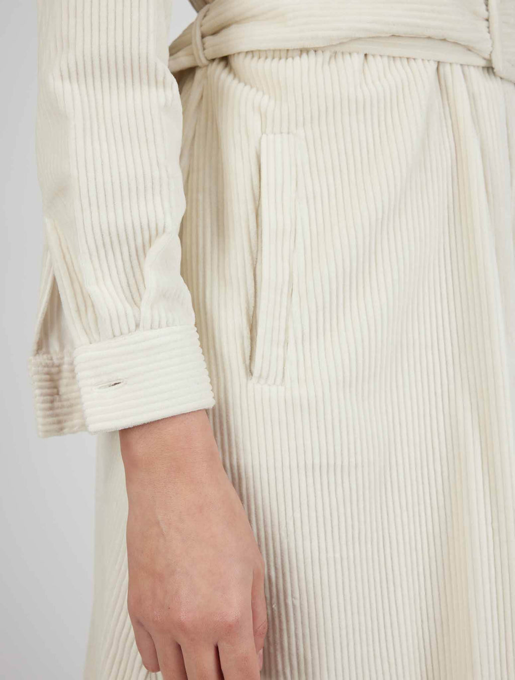 Kiton White Cotton Velvet Dress