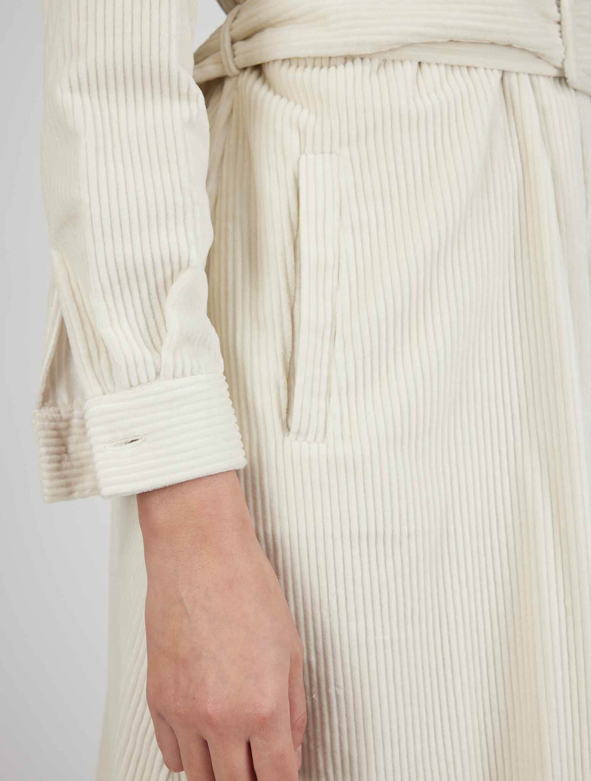 Kiton White Cotton Velvet Dress