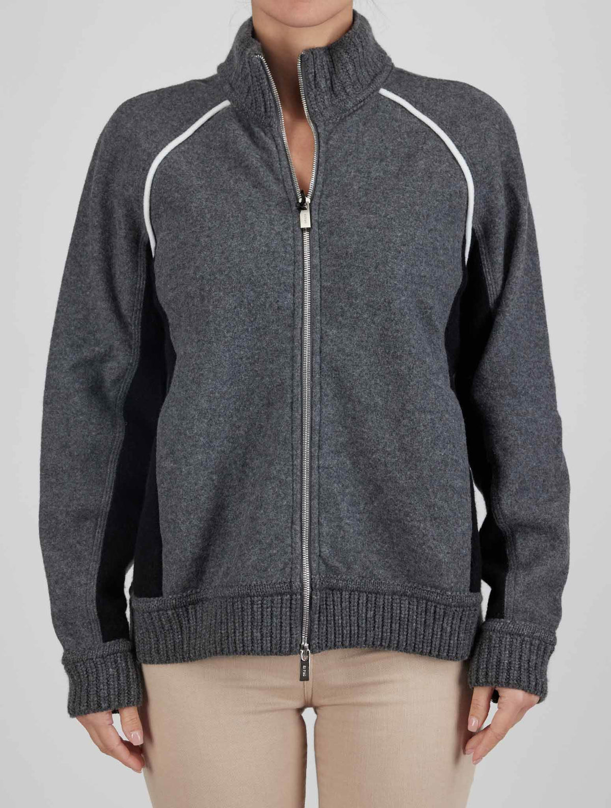 Kiton Kiton Gray Cotton Silk Sweater Full Zip Gray 000