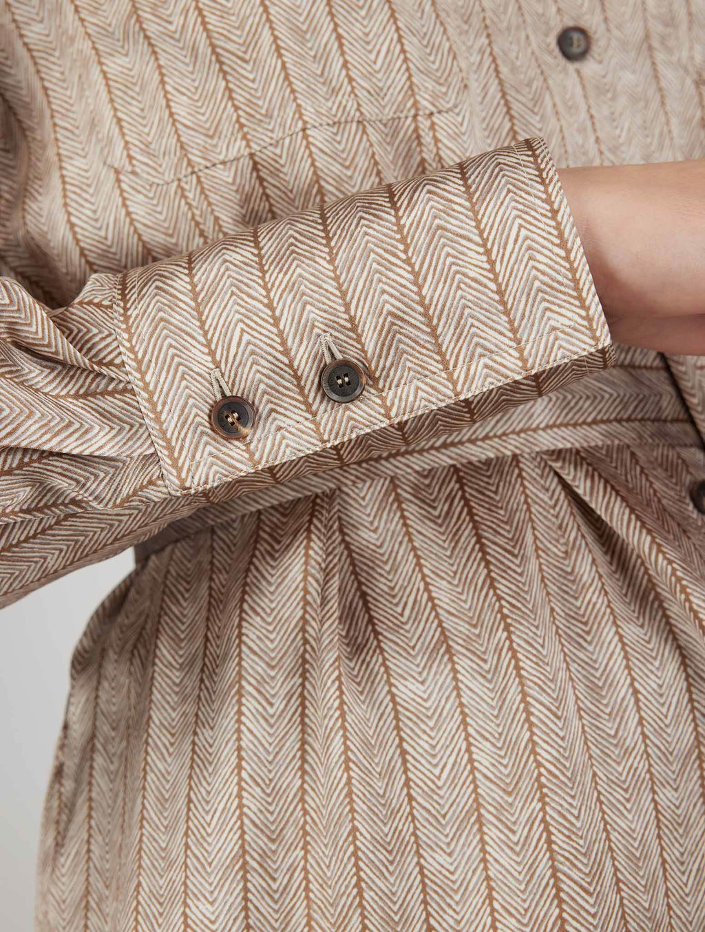 Kiton Brown White Silk Shirt