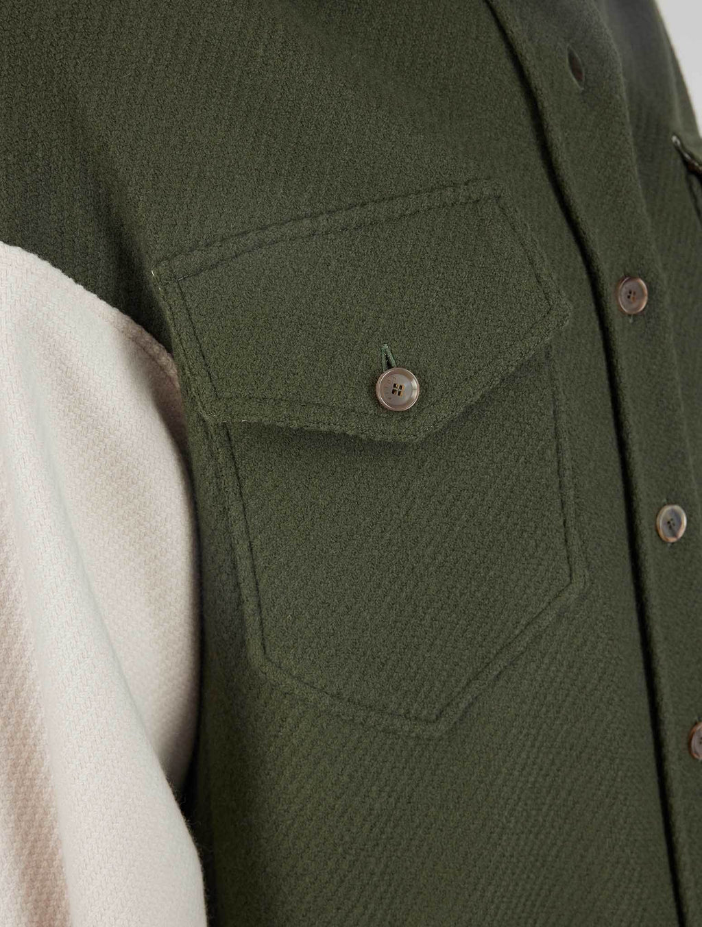 Kiton Green White Wool Shirt